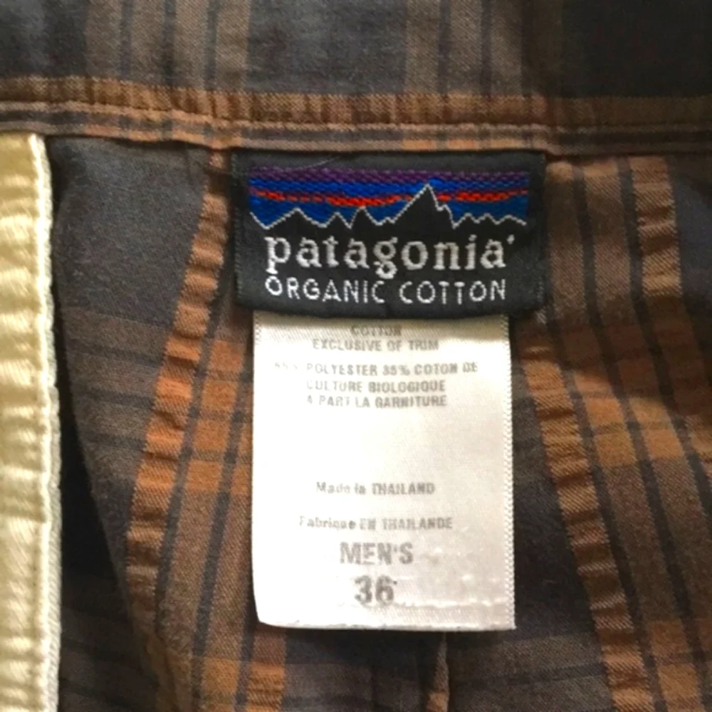 Patagonia Mens Organic Cotton Brown Plaid Shorts 36 Waist